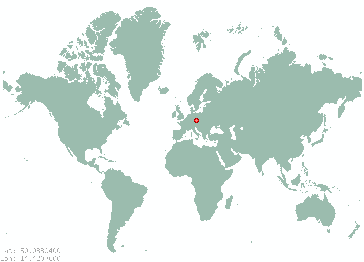 Prague in world map